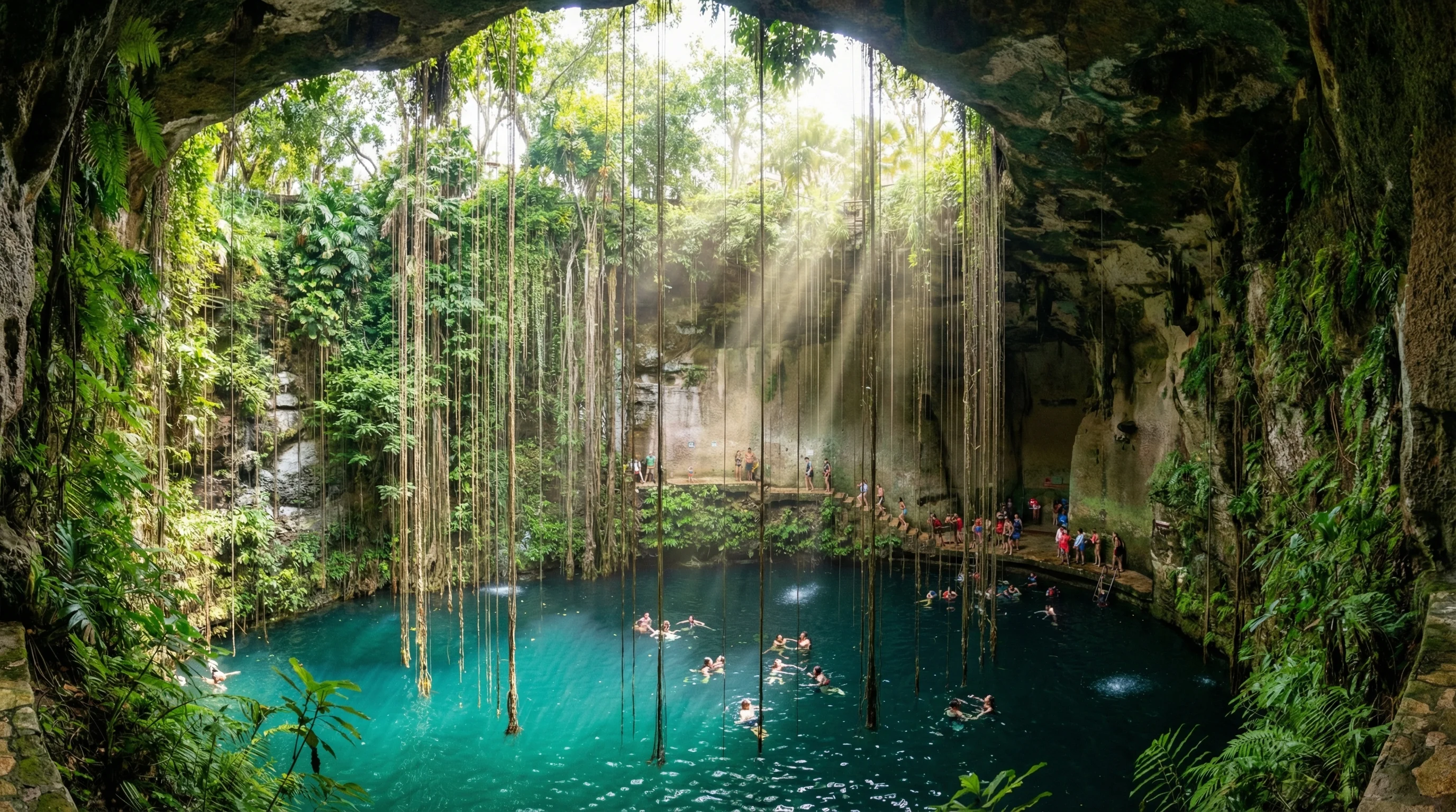 The iconic Cenote Ik Kil, a popular day trip from Cancun